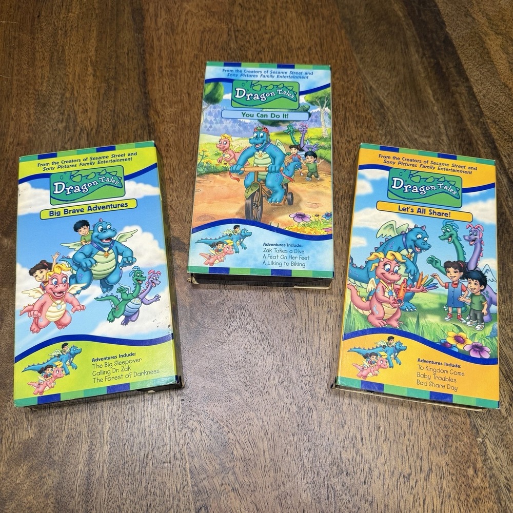 Dragon Tales VHS Lot of 3 Big Brave Adventures You Can Do it Lets All Share